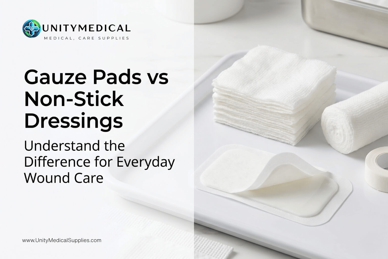 gauze pads vs non-stick dressings by UnityMedicalSupplies.com